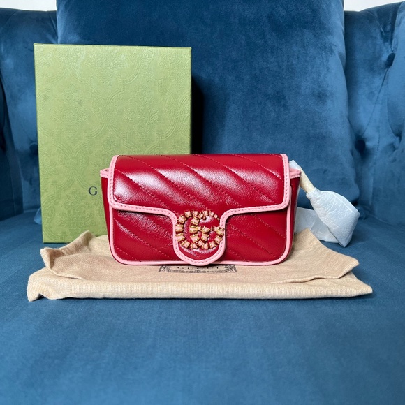 Gucci Supermini GG Marmont red & pink - Picture 6 of 6